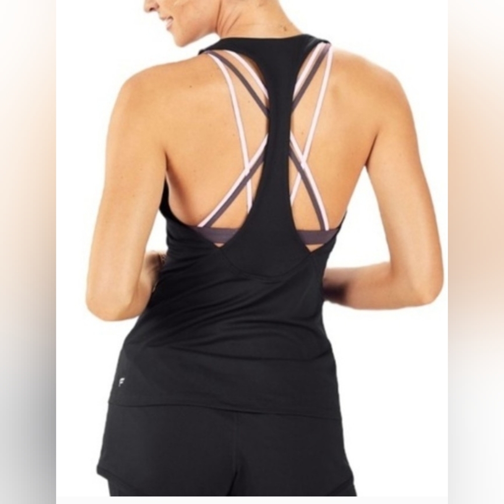 Fabletics Kessler built in bra tank. Black and Purple. XXL